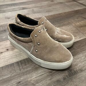 Rebecca Minkoff Grey Velvet ‘Noelle’ Studded Slip-on Sneakers Size 8